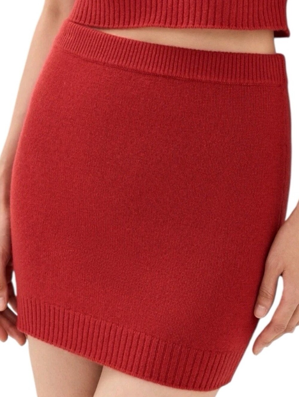 Reformation Knit Cashmere Pullon Mini Skirt In Red